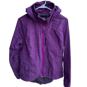 The North Face Womens Full Zip Hooded Outdoor Coat Plaid Rain Wind Jacket Medium